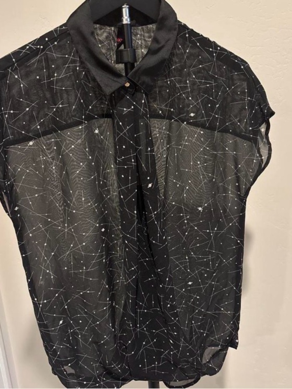 Bongo Black Constellation Sheer Blouse L